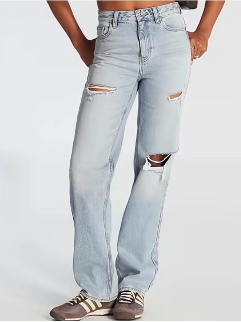 PacSun Light Blue Distressed High-Rise Straight Jeans